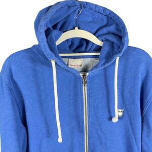 Knowledge Cotton Apparel Zip Hoodie Mens M Blue Organic Cotton Owl Logo GOTS